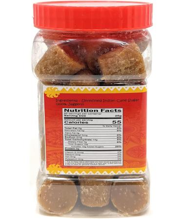 Kolhapuri Gur Cubes 17.5oz - Unrefined Cane Sugar 500g PET Jar | Gluten Friendly Vegan Non-GMO | Pack of 1 - Buy Online on GoSupps.com