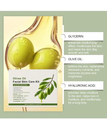 Coffret Soins Visage L'huile D'olive Hydratant Apaisant Anti-dess chement Et lasticit La Peau | Quotidiens (huile Cr me Contour Des Yeux Nettoyant S rum Hydratante)(2PCS) - Buy Online on GoSupps.com