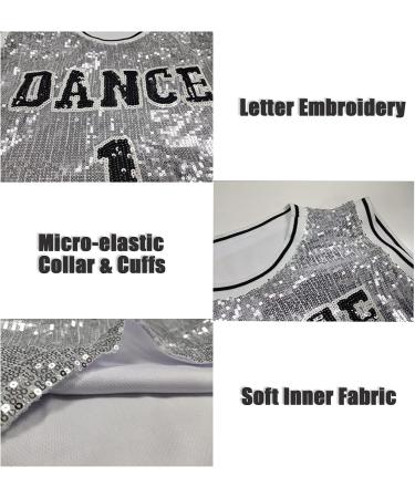 LOLANTA Girls Sequin Dance Dress 6-7 Silver - Hip Hop Jersey Tank Top for Jazz & Cheerleading - Buy Online on GoSupps.com
