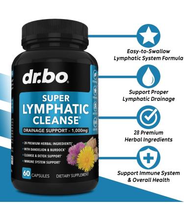 Lymphatic Drainage Supplements - Herbal Cleanse Pills with Echinacea Ginger & More for Lymph Node Detox | International Shipping - Buy Online on GoSupps.com