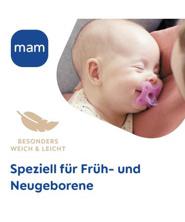 MAM Comfort Pacifiers Set of 2 | Premature & Newborn Friendly | 100% Silicone Soft Skin | 0-3 Months | Pink | International Shipping Available - Buy Online on GoSupps.com