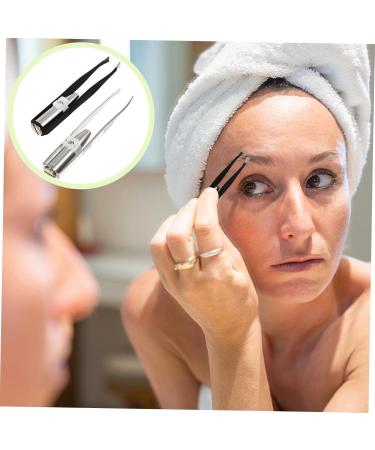 Buy Hushuwan 2-Piece LED Light Eye Brow Clip & Tweezers - Perfect for Men & Women | Stainless Steel Eyelash & Hair Trimmer - Buy Online on GoSupps.com