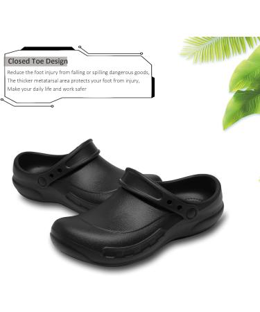 Oil Resistant Chef Shoes Waterproof Clogs with Arch Support - Non Slip Kitchen Hospital Safety Shoes for Men and Women - Black, Size 10 Wide Women/9 Wide Men - Buy Online on GoSupps.com