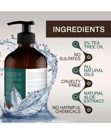 Tea Tree Oil Body Wash for Athlete's Foot, Ringworm, Acne & More - 16oz, Sulfate Free - Buy Online on GoSupps.com