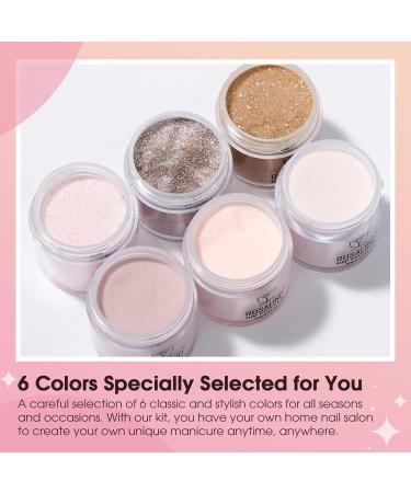 ROSALIND 13PCS Dip Powder Nail Kit - Pink Nude & Brown Glitter | Complete Starter Set with Top Coat Base Coat & Accessories for Stunning Nails - Buy Online on GoSupps.com