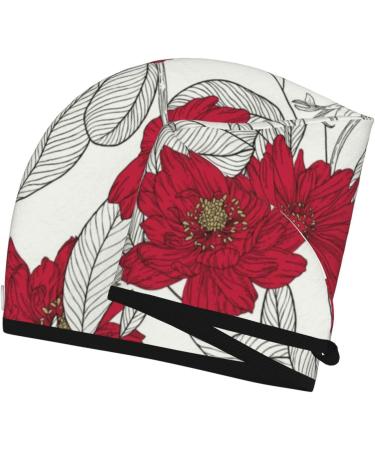 Super Absorbent Red Grey Microfiber Hair Towel Wrap | Leaves & Anemone Flowers | Quick Dry Coral Velvet for Long Curly Thick Hair - Women s Essential - Buy Online on GoSupps.com