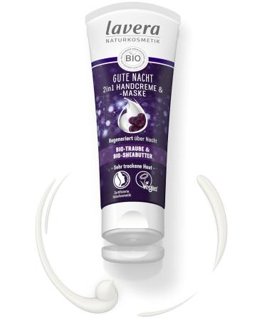 Lavera Good Night 2-in-1 Hand Cream & Mask | Organic Grape & Shea Butter | Vegan Natural Cosmetics | Overnight Regeneration 75 ml - Buy Online on GoSupps.com