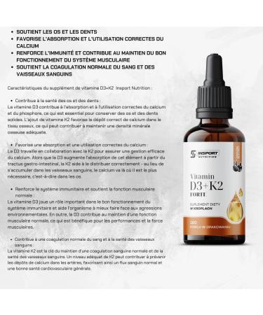 Vitamin D3+K2 Forte - Natural - Drops 30 ml - Supports bones and teeth - INSPORT Nutrition - Buy Online on GoSupps.com