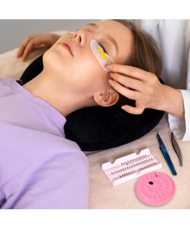 100 Pcs False Lash Glue Holder - Disposable Eyelash Extensions Trays Plastic Pink Glue Holder Pallet Pads for Professional Use - Buy Online on GoSupps.com