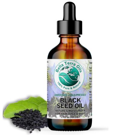 Bella Terra Oils - Black Seed Oil 4 oz - Harness the Power of Nigella Sativa Abundant in Thymoquinone & Essential Fatty Acids A Luxurious Addition to Your Beauty Routine 4 Ounce