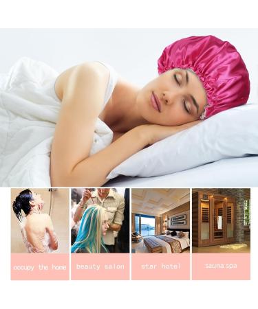 2-Piece Adjustable Silk Bonnet Set for Women - Red+Black Satin Sleep Caps for All Hair Lengths - Curly Hair Protection Head Cover - 36cm - Buy Online on GoSupps.com