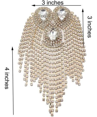 Crystal Gold Tassel Rhinestone Shoulder Epaulette Applique Patch - Sewing Accessory - Buy Online on GoSupps.com