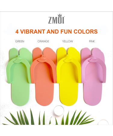ZMOI Pedicure Slippers - 12 Pairs of Disposable Anti-Slip Flip Flops - One Size Fits All - Comfortable & Safe - 4 Colors - Ideal for Spa & Nail Salon - Buy Online on GoSupps.com