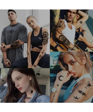 BUXIUGAN Temporary Tattoos 50 Sheets fake tattoos for Men Women Adults 10 Large 3D Realistic Half Sleeve Temporary Tattoos 40 Tiny Prisoner Tattoos With Skull Skeleton Animals Faux Tattoos Stickers (A) - Buy Online on GoSupps.com