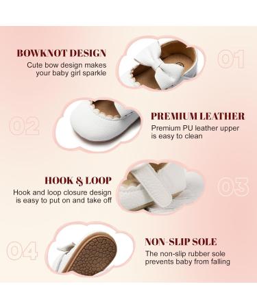 CENCIRILY Baby Girl Mary Jane Shoes | Anti-Slip Soft Sole Princess Flats 0-18 Months | White Wedding Dress Shoes for First Walking | Bowknot Detail - Buy Online on GoSupps.com
