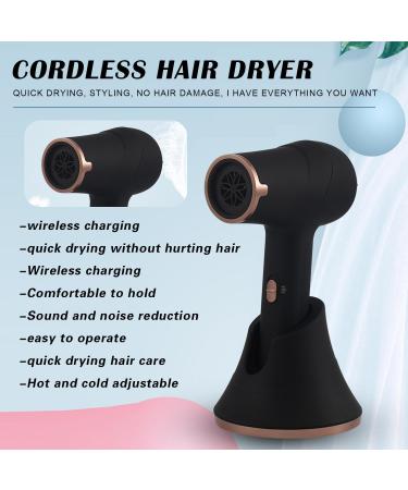 Portable Hair Dryers Cordless Blow Hair Dryer with Magnetic Nozzle/Charging Base 5000mAh Free Standing Hot/Cold Air Hairdryer 2 Files Rechargeable Hair Dryer Black - Buy Online on GoSupps.com