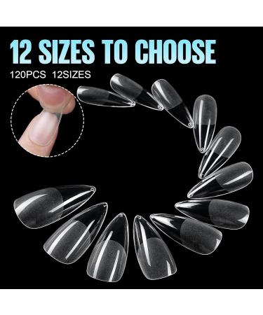 Tomicca Stiletto Artificial Nail Tips Set - 120 Pcs Soft Gel Full Cover with Nail Glue Professional Salon Quality 12 Sizes - Buy Online on GoSupps.com