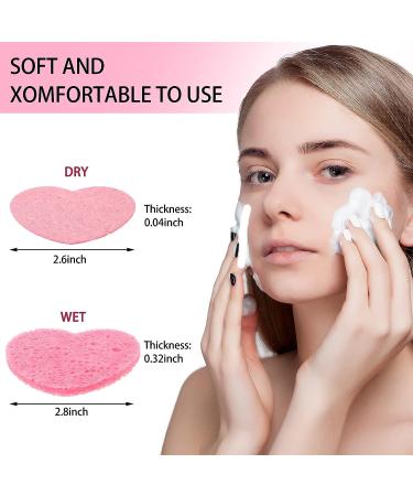 100 Heart Shape Facial Sponges | Natural Cellulose | Reusable Makeup Remover Sponge | Exfoliating Face Cleansing Sponge - Pink - Buy Online on GoSupps.com