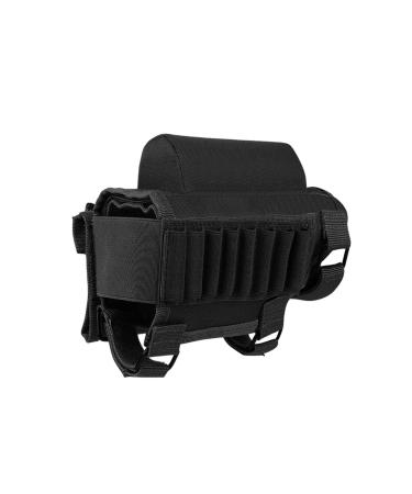 AIRSSON Tactical Rifle Cheek Rest Holder with 2 Molle Pouch for 8 Grid Shells and 2 Different Heights Cheek Pad .22 .223 Cal .308 30-06 .300 .303 & 7.62mm Black