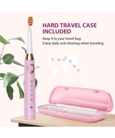 Dnsly Ultrasonic Toothbrush with 5 Modes and 8 Brush Heads - Sonic Cleaning and Whitening Toothbrush with Smart Timer and Travel Case - Rechargeable for 30 Days Use (Pink) - Buy Online on GoSupps.com