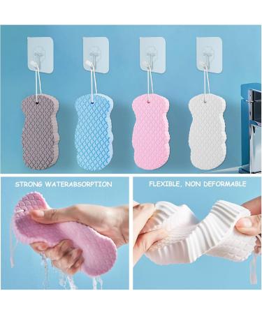 Topjowga 4PCs Super Soft Exfoliating Bath Sponge - Gentle Peeling Shower Sponge for Adults & Kids | Skin Health Protection - Buy Online on GoSupps.com