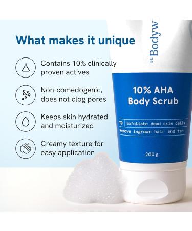 Be_Bodywise 10% Lactic AHA Exfoliating Body Scrub - Tan Removal & Soft-Smooth Skin for Women | 200g - International Shipping Available - Buy Online on GoSupps.com