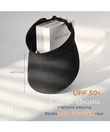 FURTALK Women's Packable Straw Sun Visor Hat UPF 50+ for Beach Travel - Black, One Size - Buy Online on GoSupps.com