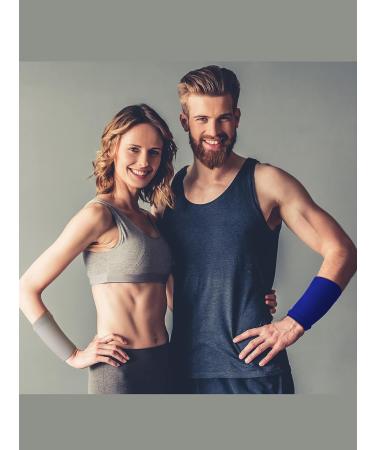 Tondiamo 3 Pairs Compression Wrist Sleeve - Long Wrist Support Brace for Tennis Tendonitis - Small Black/Gray/Blue - Men and Women - Buy Online on GoSupps.com
