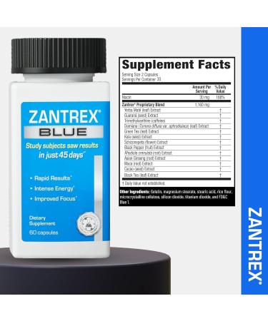 Zantrex Blue Energy & Thermogenesis Boost Energy | Weight Loss Supplement for Appetite Control Increased Calorie Burn and Supports GLP-1 Levels | 120 Capsules 60 Count (Pack of 2) - Buy Online on GoSupps.com