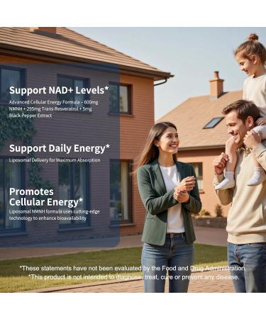 NUISM NMNH NAD+ Supplement Liposomal 600mg NMN NAD+ and Resveratrol Complex for Cellular Energy Healthy Aging & Metabolic Support 90 Capsules - Buy Online on GoSupps.com