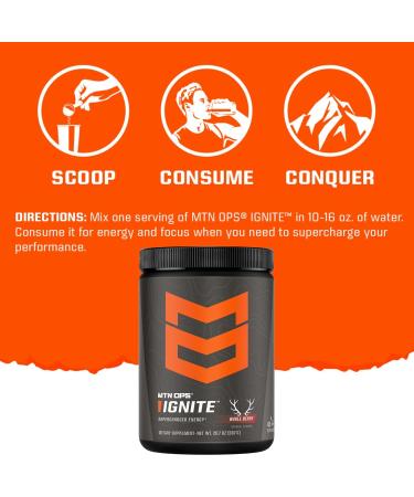 MTN OPS Ignite Trail Packs - Supercharged Energy & Focus Drink Mix | BCAA & Nootropic Blend Gluten Free 200mg Caffeine 20 Servings - Bugle Berry - Buy Online on GoSupps.com
