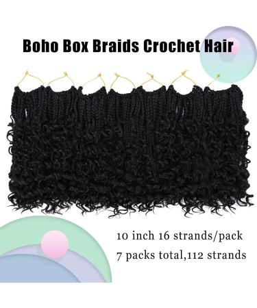 Goddess Box Braids Crochet Hair 10 Inch with Curly Ends | Bohemian Boho 3X Synthetic Braiding Hair for Women (Pack of 7) - 1b - Buy Online on GoSupps.com