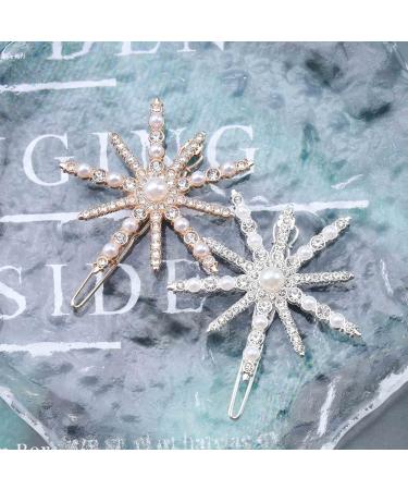 Yheakne Boho Crystal Star Hair Clip Pin Rhinestone Pearl Hair Pin Barrette Vintage Hair Barrette Pins Gold Hairclips Decorative Bobby Pin Shine Wedding Hair Accessories for Women and Girls (Silver) - Buy Online on GoSupps.com