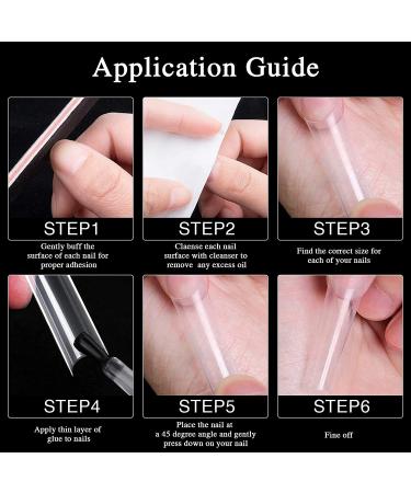XXL Clear C Curve Half Cover Nail Tips - 100 Pcs Acrylic False Nails - Long Straight Square Shape - Previvo Traceless - 10 Sizes NO.5-100PCS - Buy Online on GoSupps.com