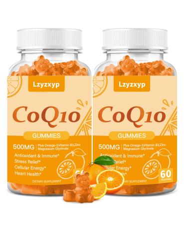 CoQ10 Oranges Gummies 500mg-3X Better Absorption Coenzyme Q10 Supplements - Plus Omega-3 Magnesium Vitamin B3 & Zinc for Heart Health Cellular Energy & Antioxidant Vegan Non-GMO 120 Ct (2)