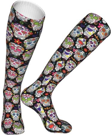Shop Sugar Skull Flower Compression Socks for Men & Women | 15-20 mmHg | Boost Circulation & Support Running & Cycling - Buy Online on GoSupps.com