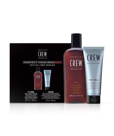 American Crew Duo Pack Fiber Cream (100 ml) & 3-in-1 original shampoo conditioner & body wash (250 ml) styling cream & care for men daily cleaning of body and hair set (2 tlg.)