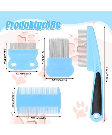 Tonyg-P Flea Comb Set for Cats & Dogs - 4-Piece Pet Care Kit | Tear Stain Remover & Grooming Tool in Blue - Buy Online on GoSupps.com