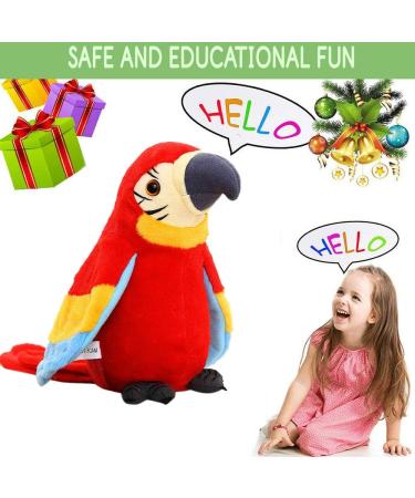 Talking Parrot Mimicry Pet Toy - Interactive Electronic Record Bird with Waving Wings - Educational Sensory Plush Toy for Kids - Perfect Birthday or Christmas Gift - Red - Buy Online on GoSupps.com