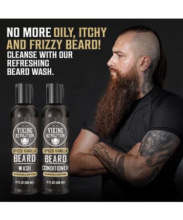 Viking Revolution Beard Wash & Conditioner Set for Men - Argan & Jojoba Oil Spiced Vanilla - Softener & Strengthener (5oz Pack of 2 - Buy Online on GoSupps.com