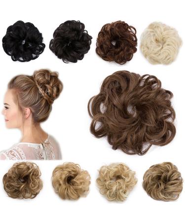 SEGO Hair Extensions Hair Tie Updo Bun Wavy like Real Hair Ash Brown-1 Wavy-30g