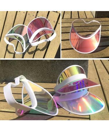 5 Pack Sun Visor Hats for Women - Clear Colorful Party Outdoor Sports Cap - Iridescent Pink - Buy Online on GoSupps.com