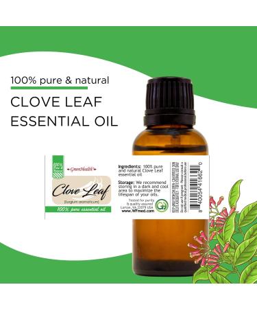 Clove Leaf Essential Oil 4 fl oz (118 ml) Glass Bottle w/Glass Dropper 100% Pure & Natural, Uncut - GreenHealth - Buy Online on GoSupps.com