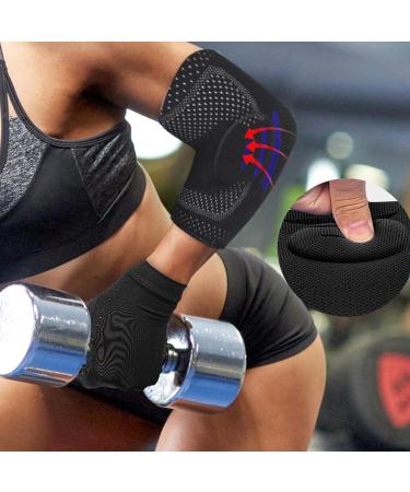 ANGGREK Elbow Brace - Stretchy Knit Fabric with Silicone Pad for Shock Relief | Anti-Collision Sports Elbow Protector & Support Arm Sleeve (L) - International Shipping Available - Buy Online on GoSupps.com