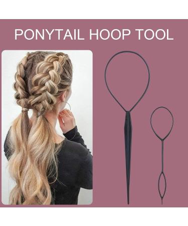 1006 Pcs Hair Loop Tool Set with Topsy Tail, Ponytail Cutter & Metal Pin Comb - Hair Styling Kit with Braiding Tools & 1000 Black Rubber Bands for Women - Buy Online on GoSupps.com