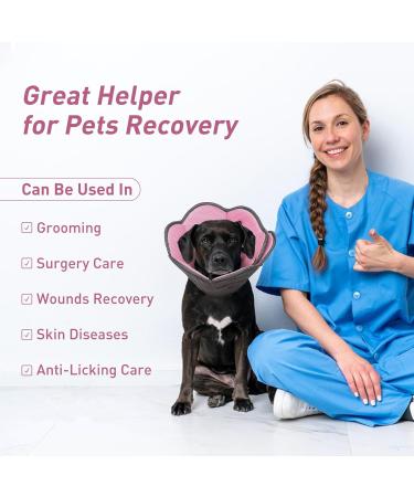 Soft Dog Cone - Icoii Sore Crane Collar for Spayed/Neutered Dogs | Leak Protection & Comfort for Large Breeds like Pitbulls Beagles Bulldogs - Pink L - Buy Online on GoSupps.com