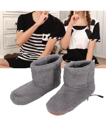 Heated Foot Warmers | USB Charging Plush Heat Shoes for Cold Winter | Soft & Relaxing Gray Electric Foot Warmth - Buy Online on GoSupps.com