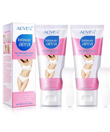 Hair Removal Cream Intimate Painless Hair Remover for Sensitive Skin - Depilatory Cream for Private Areas Pubic Body and Underarms 2 60g