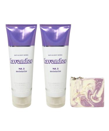 Bath & Body Works Lavender 2 Pack Body Cream Bundle with a Lavender Dream Bar Soap - Full Size