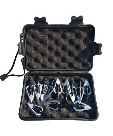 SHARROW 12 x Arrow Tips 2 Blades 100 Grit Arrow Heads with Broadheads Box for Crossbow and Carbon Arrows